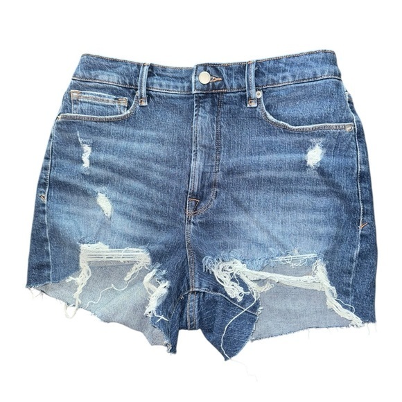 ▶️ Good American ◀️ Medium Wash High Waisted Jean shorts. - Picture 1 of 12